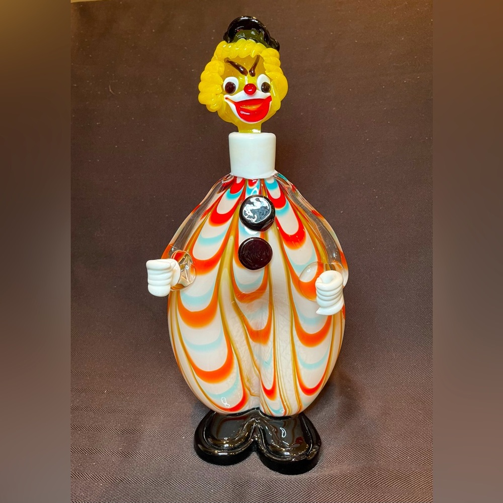 Mid Century Hand Blown Murano Clown Decanter